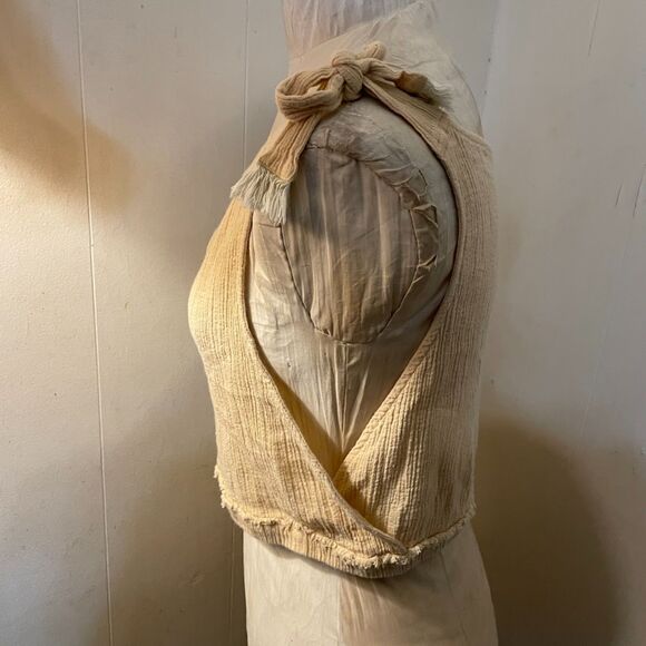 FREE PEOPLE Tie Shoulder Crop TOP Crinkle Gauze S - Picture 4 of 7